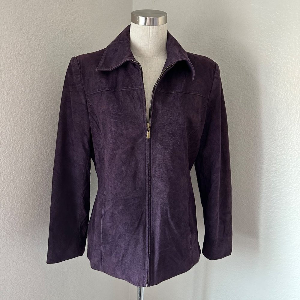 Vintage Kirsten Blake Pritti M Leather Jacket Zip Eggplant Slowfashion Retro